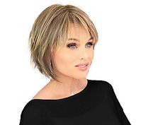 A modern take on the classic bob, the Hairdo Flirty Fringe Layered Bob wig features shattered ends and razor-cut lengths to give the style practical appeal. Barely-there bangs add an edgy, but feminine look.  And because it is made with Tru2Life synthetic hair, it can be curled or straightened with thermal styling tools depending on your desired look.  How do I use it: First, remove the wig from the packaging and give it a good shake to loosen up the style. If your hair is short, simply comb it