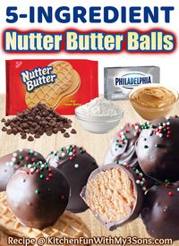 Nutter Butter Truffles are a delicious twist between a peanut butter cookie and a cookie ball or cake pop. Any fan of the peanut butter and chocolate combo will be thrilled with these sweet bite-sized truffles made from Nutter Butter cookies, peanut butter and cream cheese. #dessert #recipes