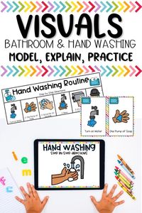 Bathroom & Hand washing Visuals to help young elementary students see exactly what is expected and what to do during daily hygiene activities. Digital Slides, full size visuals, half sheet, and sequencing strips included to read through as you model procedures and expectations. Perfect to post in your bathroom or use as quick reminders when needed. These visuals are great to use at the beginning of the year and review all year long! Click the Picture to read more.