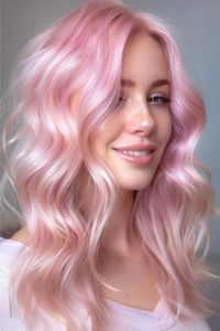 These waves blend pink hues into a golden blonde for a gentle, sun-kissed look. It's a subtle nod to playfulness that catches the light and turns heads. Click here to see more stunning pink hair color ideas.