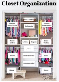 Idea 4 How to organize a shared kids closet credit Open Doors Open Hearts | Innovate Home Org | Kids Closet | how to design a kids closet in columbus ohio