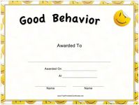 Categorically with ease designed, this 2nd Free Printable Good Behavior Certificate Template can be the best idea in the same way as you desire to design a more spacious and original design. Download and get the editable good behavior award certificates template now!