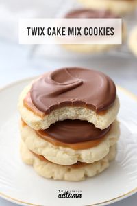 Easy Twix Cookies {made from a cake mix}