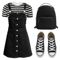 "Black Overalls" by claire394 ❤ liked on Polyvore featuring Topshop, Converse and MANGO