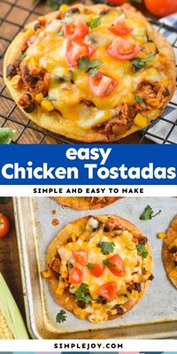 Easy Chicken Tostadas are perfect for a busy weeknight. This chicken tostada recipe is done in about 20 minutes!