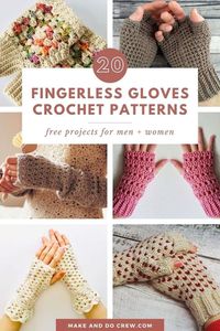 Learn how to crochet gloves with this collection of fingerless mitts, curated by Make and Do Crew. From quick lightweight mitts and wrist warmers, to chunky fingerless gloves and hand warmers, even beginners will find a pattern they love. Many of these crochet handwarmer patterns are made with basic crochet skills and make a quick, easy project. Visit the blog for the crochet gloves patterns today. - Fingerless Mittens