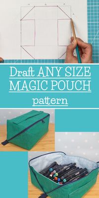 Draft ANY SIZE Magic Pouch Pattern ! How to draw pattern for Magic Pouch Cube Bag Tutorial Magic Cube Bag Sew Cosmetic Bag Pouch Box Bag Magic Zipper Pouch Pattern own measurements make Magic Pouch individual size sew sewing pattern drafting pattern making Tutorial free pattern #magicpouch #magicpouchpattern #magicpouchfreepattern #patternmaking #patterndrafting