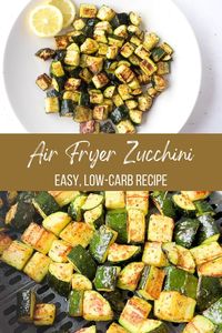 Air Fryer Zucchini is a quick, simple, and wholesome side dish that requires no breading. The basic spices combination adds a lot of flavor to the zucchini. This recipe is vegan, gluten-free, low-carb, and keto-friendly. | Air fryer recipes | go wise with air fryer | pipingpotcurry.com