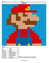 Retro Mario Multiplication Math coloring