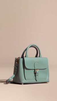 Smokey green The Small Saddle Bag in Grainy Bonded Leather Smokey Green - Image…