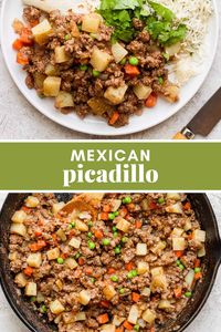 This picadillo recipe is an easy, warm, and comforting Mexican dish made from ground beef, potatoes, and vegetables cooked in a flavorful tomato-based sauce. Great in tacos, gorditas, or served with rice and beans!