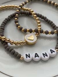 Personalized Seed Bead Bracelets accented with 14k gold filled beads & letter beads. LISTING IS FOR ONE Seed Bead name or word bracelet ONLY.