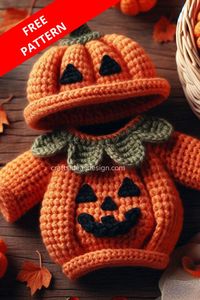 Create an adorable pumpkin-themed crocheted baby outfit with this detailed pattern. Perfect for Halloween or fall occasions!