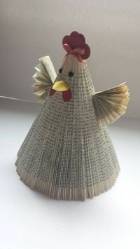 Repurposed book art Chicken / Rooster fall country boho | Etsy