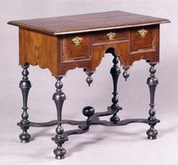 antique william and mary furniture | Furniture: Lowboy | William & Mary Walnut Trumpet Legs Cross