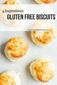 Fluffy and EASY gluten free biscuits with only 4 ingredients! These are the BEST biscuits you'll ever eat. #glutenfree #glutenfreebiscuits #glutenfreerecipes #LifeAfterWheat