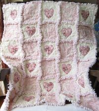 shabby quilt | Baby Girl Quilt Shabby Roses Applique Hearts Rag Quilt Cottage Chic. $ ...