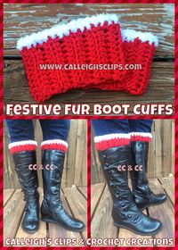 Ho ho ho! It's time for Festive Fur Boot Cuffs to take over your winter wardrobe. These bulky yarn crochet boot cuffs are just screaming with holiday cheer!