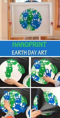 Handprint Earth Day art project for kids. Perfect Earth Day classroom craft for toddlers and preschoolers.