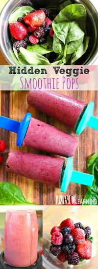 These refreshing Hidden Veggie Smoothie Pops will not only keep your kids cool this summer, but they will also get their veggie intake in a delicious way! Try out this yummy berries and spinach smoothie filled with vitamins! - simplytodaylife.com #veggiesmoothie #smoothiepops #smoothietreat #frozensmoothie #smoothieforkids #hiddenveggie