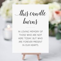 Your special day isn't complete without lighting a candle for all those special friends and family who have passed. Acknowledge them with a memory candle and this elegant foam board wedding sign. Part of the Alejandra collection.