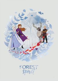 Eine wunderschöne Collage von Eiskönigin Elsa, Prinzessin Anna, Kristoff und Rentier Sven in kühlen Blautönen.  #komar #artposter #disney #frozen #elsa