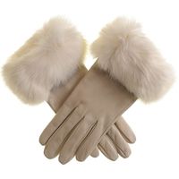 Cream Leather Gloves with Rabbit Fur Cuff (€120) ❤ liked on Polyvore featuring accessories, gloves, fur, rabbit gloves, cream leather gloves, leather gloves, rabbit fur leather gloves and cream gloves