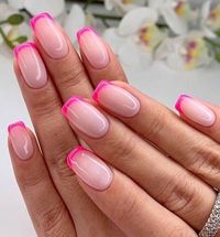 16. Gel Pink Tip Nails White French Tip Nails are pretty but coloured French tip nails are cute, cheerful and add a pop of...