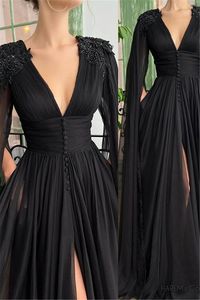 prom dress#prom dress with slit#V-neck prom dress#chiffon prom gown#Prom Dress with Beading#sexy prom dress#prom dresses#prom gown