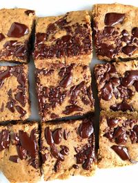 Dark Chocolate Tahini Blondies (vegan, nut-free, gluten-free)