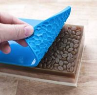 beautiful coffee bean design impression silicone mat product size 17.8*9*0.5cm approx We also have matching mold which fits the mat in heavy silicone quality. In styles you can select you want mat or mold too.