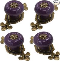 Kelier Retro Ceramic Cabinet Knobs, [4 Pack] Vintage Antique Drawer Knobs with Bronze Backplate, Cabinet Pull Handles for Kitchen/Dresser Drawer/Cupboard/Wardrobe, (Purple, 4 Pieces) - Amazon.com