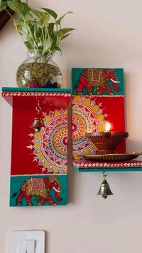 wooden hanging Diya stand