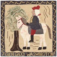 Vintage American Hooked Rug Depicting George Washington, Nazmiyal