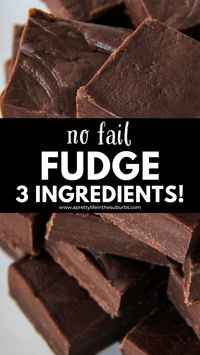 This Easy No Fail Fudge Recipe comes together in just minutes with only 3 simple ingredients! It’s rich, fudgy and so chocolatey!