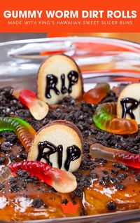 Ghosts, goblins, and scary treats this Halloween season. Whether you’re hosting a Halloween party or looking for a Halloween treat to make for your kids, this take on dirt pudding is one everyone will love! This sweet treat is packed with chocolate syrup, oreos, gummy worms, and King’s Hawaiian Sweet Rolls. Follow the link to learn how to make this sweet Halloween treat.