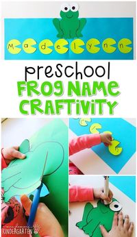 This frog name craftivity is fun for name writing, recognition, and fine motor practice with a frog theme. Great for tot school, preschool, or even kindergarten!