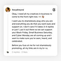 🗣️ Calling all creatives including musicians, artists, founders, content creators, authors, copywriters, the small biz squad, and all those doing the backend to make our faves lives easier! Look here, I know you’re about to be overloaded with Black Friday, Small Business Saturday, and Cyber Monday ads, requests, and tasks depending on what side of this you’re on but I need you to do something. If you have a business, shamelessly plug yourself. ⬇️ Whether you offer products or services, I w...