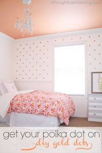 Super cute girls' room. {DIY} Gold Polka Dots | Using Decals