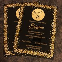 Printed Gold Sparkle and Confetti Sweet 16 Birthday Party Invitations at https://www.etsy.com/listing/267871757/sweet-sixteen-invitation-sparkle