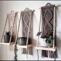 Thanks a lot for visiting our store, we make macrame wall hanging, macrame wedding backdrop in various colors, sizes, styles and materials, wooden decor, all made by our own hands, made of sturdy durable threads and smoke-free environment. love and best wishes for you. We have listed some details of this modern and useful macrame hanging shelf below, I hope this is the shelf you are looking for :) Dimensions: All dimensions are estimates as each item is handmade by me! *Materials*: Pure cotton c