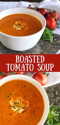 Tomatoes, garlic and onions are roasted in the oven until caramelized and pureed in to a smooth and delicious Creamy Roasted Tomato Basil Soup.