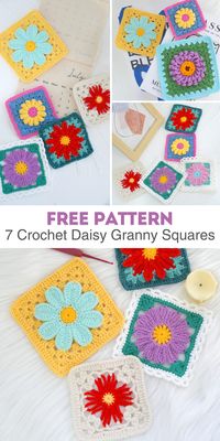 Master 7 beautiful daisy granny squares with our detailed step-by-step guide. Perfect for all skill levels with clear photos and instructions.