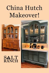 An old China Cabinet gets a new life as upper and lower kitchen cabinets. Check out the makeover here!