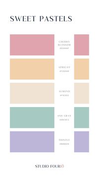 If you're looking for a color palette that is soft and soothing, pastels might be the perfect fit for your brand. Pastel colors are light and airy, with a low saturation level that creates a calming and relaxing effect. They are often associated with femininity, but pastels can be used in a variety of contexts to create a warm and welcoming atmosphere.