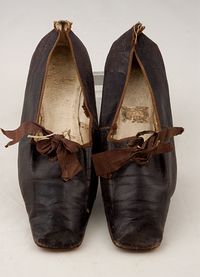 Tie Shoes: 1830-1850, leather.