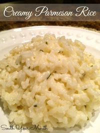 Creamy Parmesan Rice with garlic, butter and parmesan cheese. Like risotto but easy!