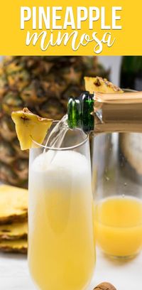 Pineapple Mimosas are the BEST KIND!! Forget the OJ and add pineapple juice to champagne for your next brunch.