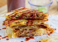 Pulled Pork Quesdillas with BBQ sauce