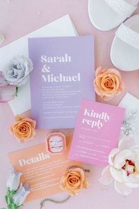 What’s peach, pink and lavender all over? Sarah and Michael’s big beautiful Texas wedding, of course! This bright and colorful wedding in hues of purple, pink, and peachy orange is a modern bride's dream